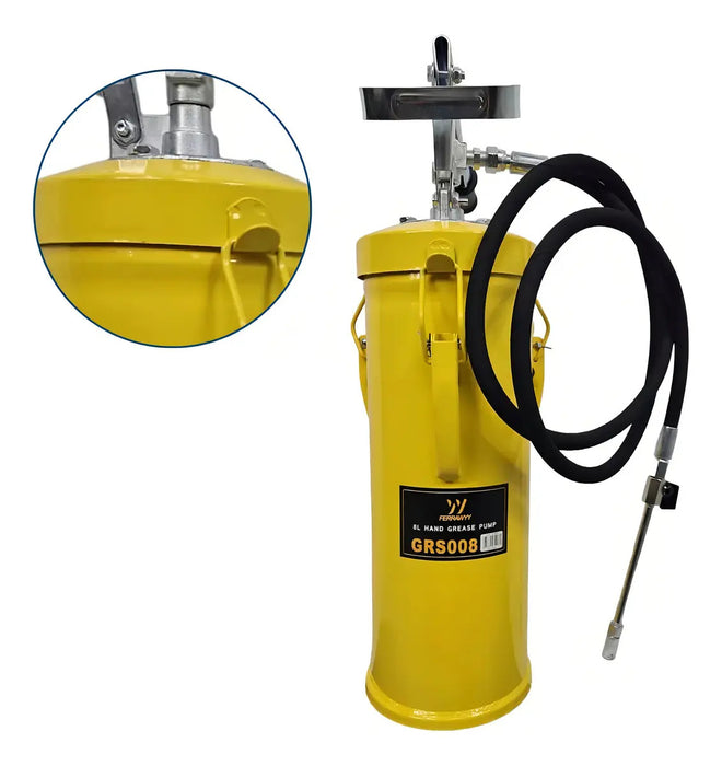 Grasera Manual Ferton 8 Litros Acero Inoxidable Con Manguera 2m Alta Presión