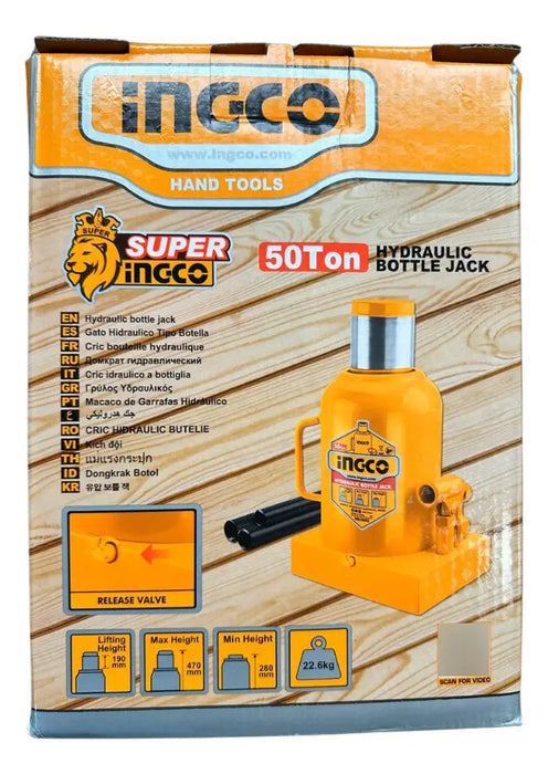Gata Hidráulica Garage Tipo Botella 50 Toneladas Ingco