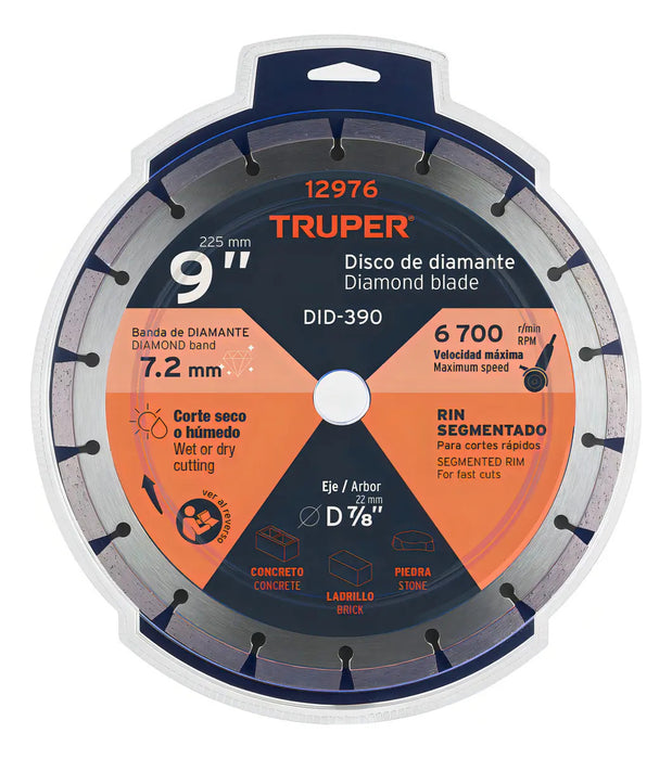 Disco 9'' Diamante Rin Segmenta Concreto Piedra Truper