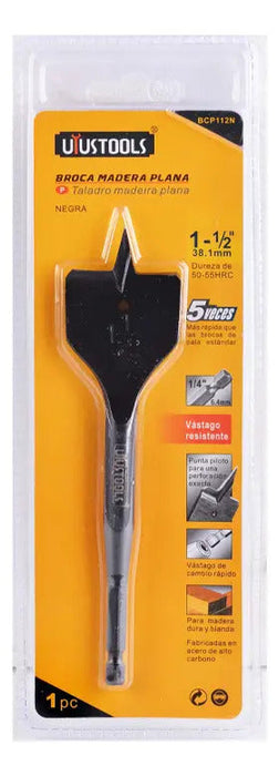 Broca Mecha Plana 1 1/2" Madera Paleta Negra Uyustools