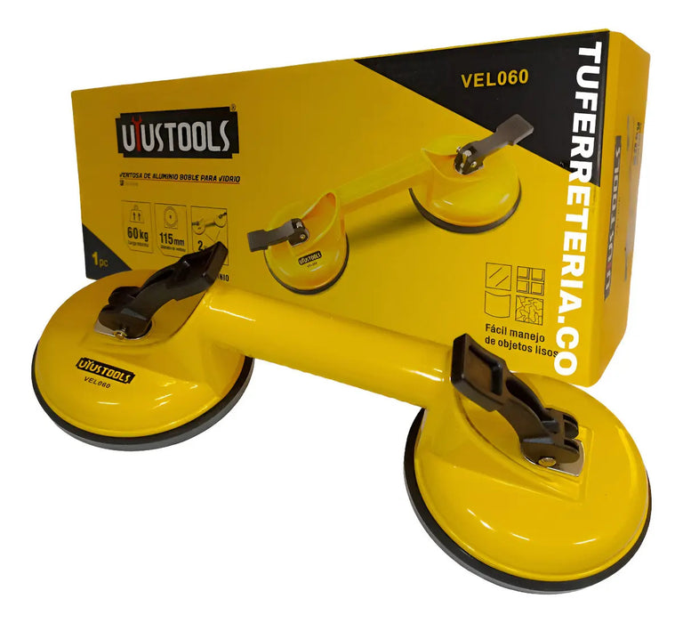 Ventosa de Aluminio Doble para Vidrio 60kg