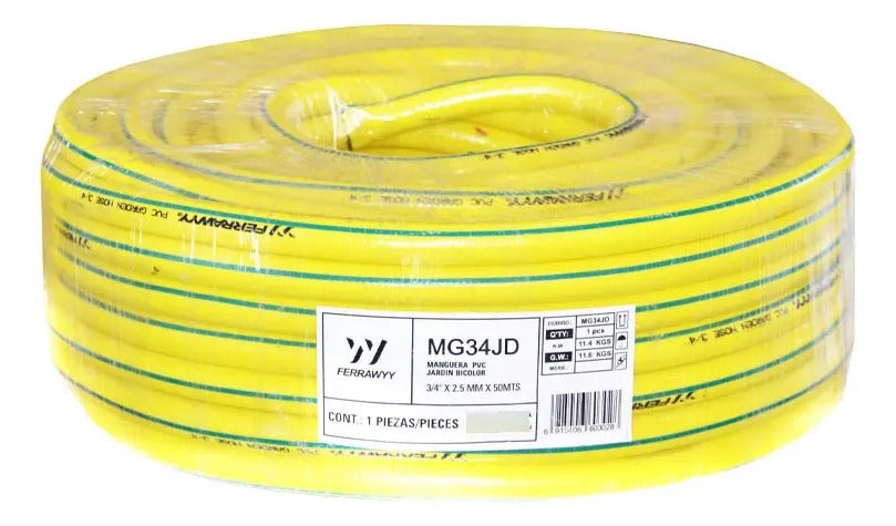 Manguera Pvc Jardin Bicolor 3/4 X 2.5mm X 50mts