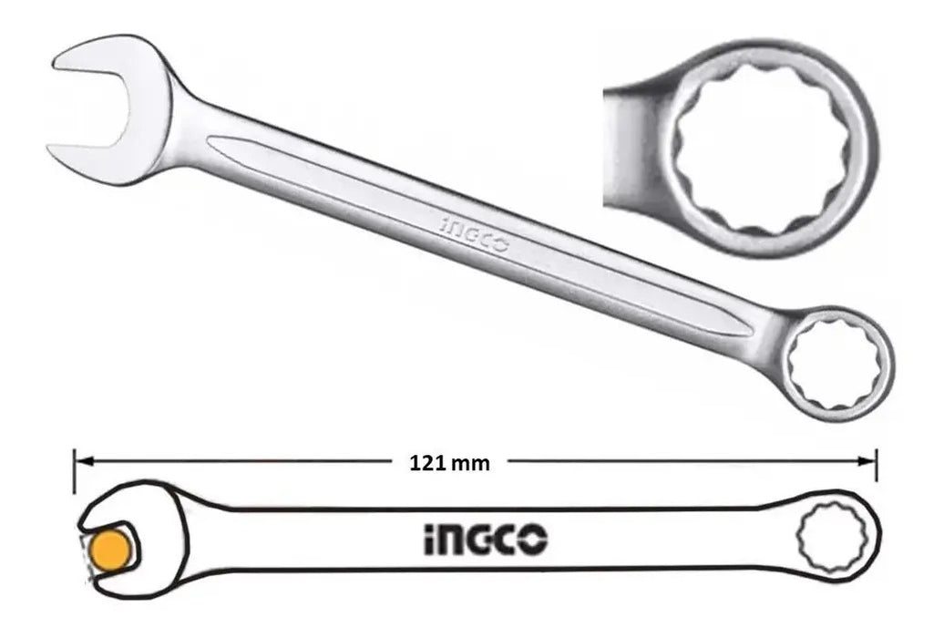 Llave Combinada Punta Corona Industrial Ingco 8mm