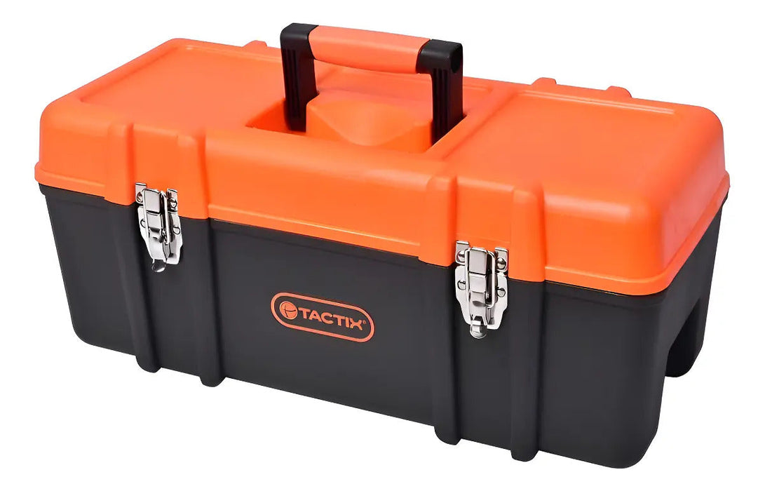 Caja Herramientas Plástica Reforzada Tactix 321106 Negro Naranja Broche Metálico
