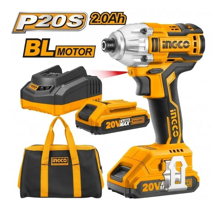 Atornillador de Impacto Inalámbrico 1/4 Brushless 20V Ingco