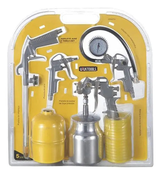 Set 5 Pcs Soplete Aire y Accesorios Compresor Uyustools