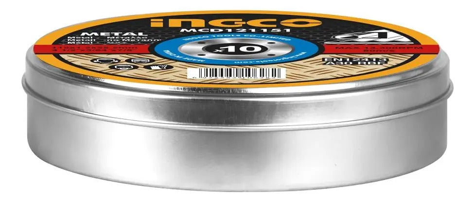 10 Piezas Discos Corte Metal 4 1/2'' Ingco