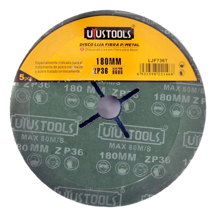 Set 5 Un Disco Lija Fibra P/metal 7" #36