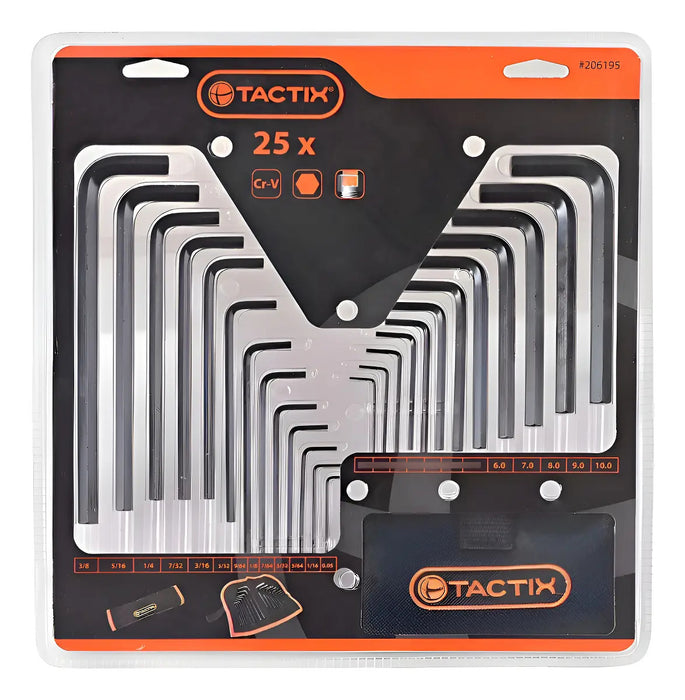 Juego Llave Allen Tactix 25 Piezas Pulg. y Mm.