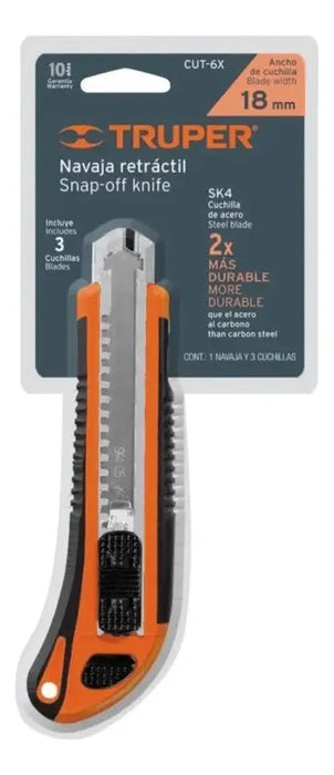 Cuchillo Cartonero Truper Trabajo Pesado con 6 Hojas Cut-6x Negro