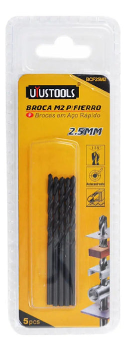 Set 5 Brocas Metal HSS 2.5mm M2