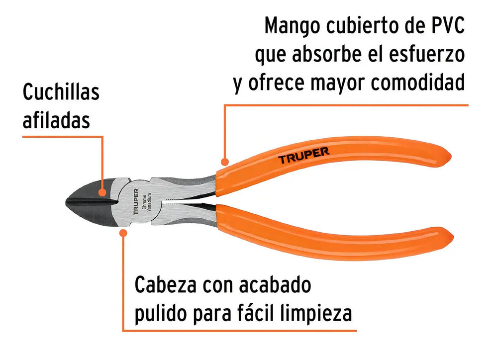 Alicate Corte Diagonal 6" Mango PVC Truper
