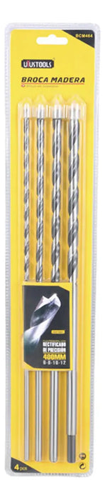 Set 4 Brocas Madera Larga (6-8-10-12mm) x 400mm