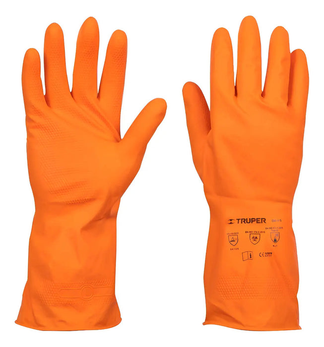 Guantes de Látex para Limpieza, Grandes Truper Naranja