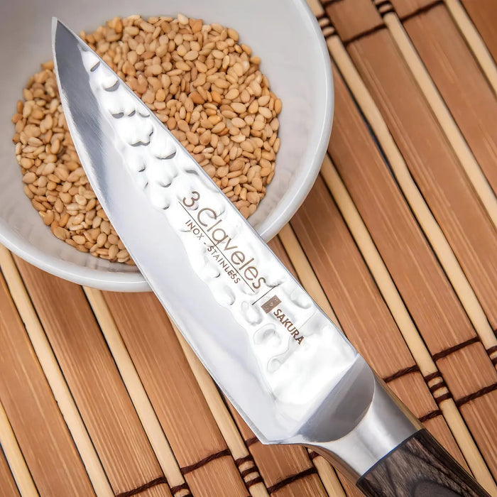 Cuchillo Verduras 9cm Sakura 3 Claveles Marrón Claro