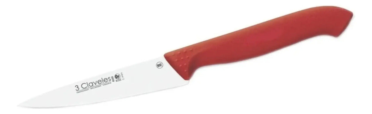 Cuchillo Tres Claveles Proflex Mgo.rojo 10 Cms Verduras