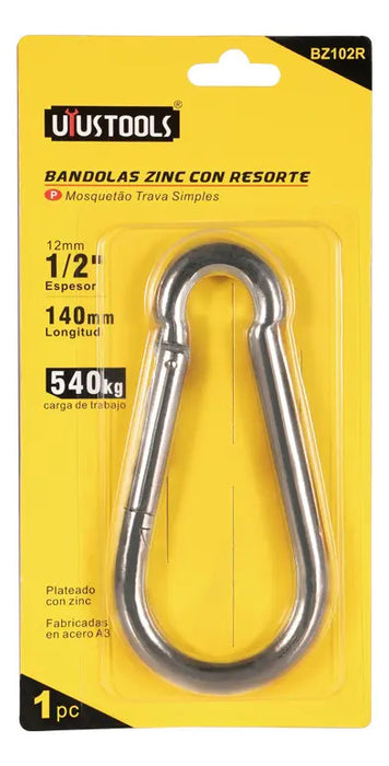 Mosquetón Zinc Con Resorte 1/2''