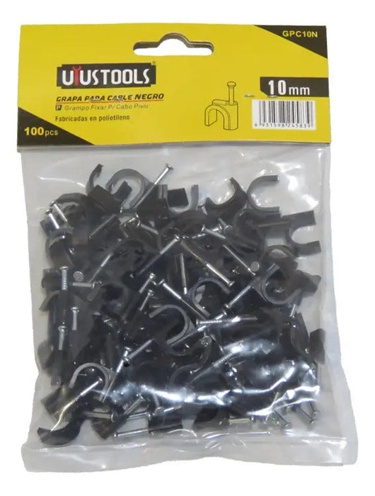 Grapa Para Cable Negro 10mm 100pcs/set