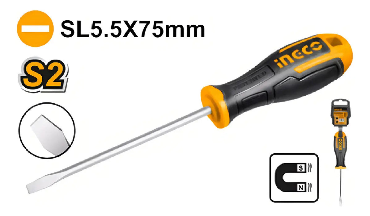 Destornillador de Varilla 3/16'' x 75mm Ingco CR-V