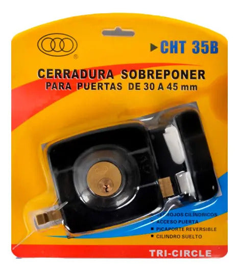 Cerradura Sobreponer Negra Tricircle