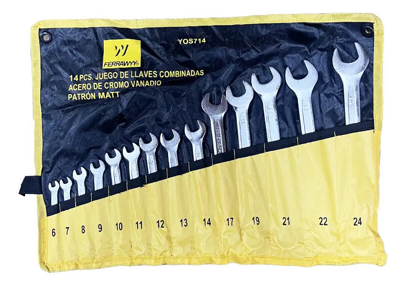 Llave Combinada 14 Piezas Cr-V Mate