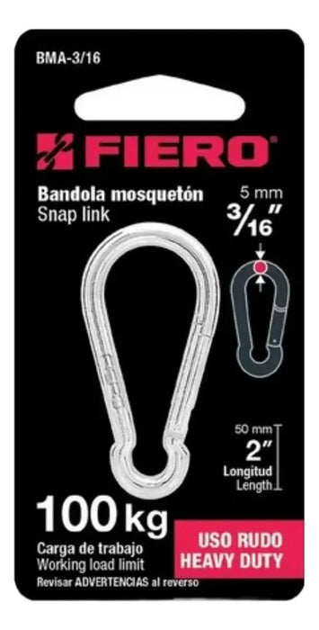 Bandola Mosquetón De Acero 5/16 Fiero