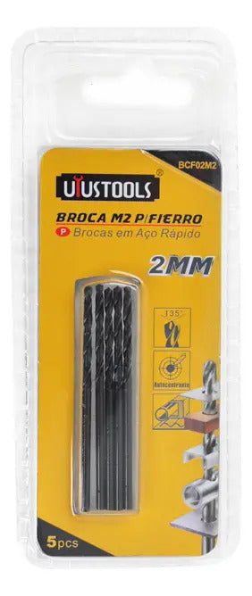 Set 5 Brocas Metal HSS 2mm M2