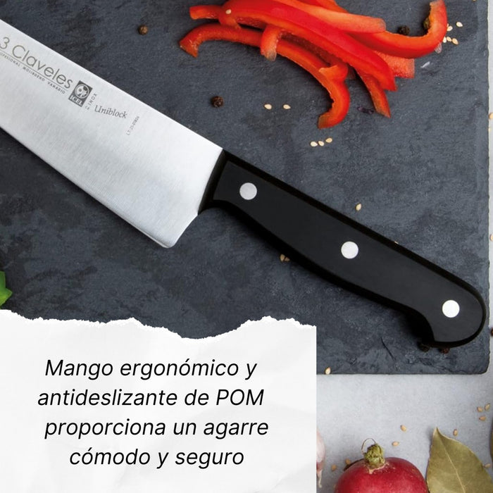 Cuchillo Cocinero 3 Claveles Uniblock 13cm Acero Inox Negro