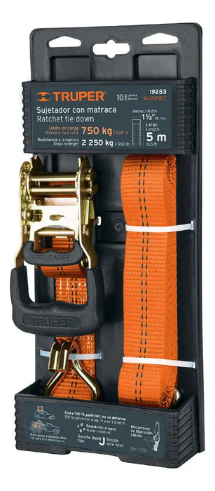 Sujetador con Matraca Criquet Truper 2250 Kg 5mt Color Naranja