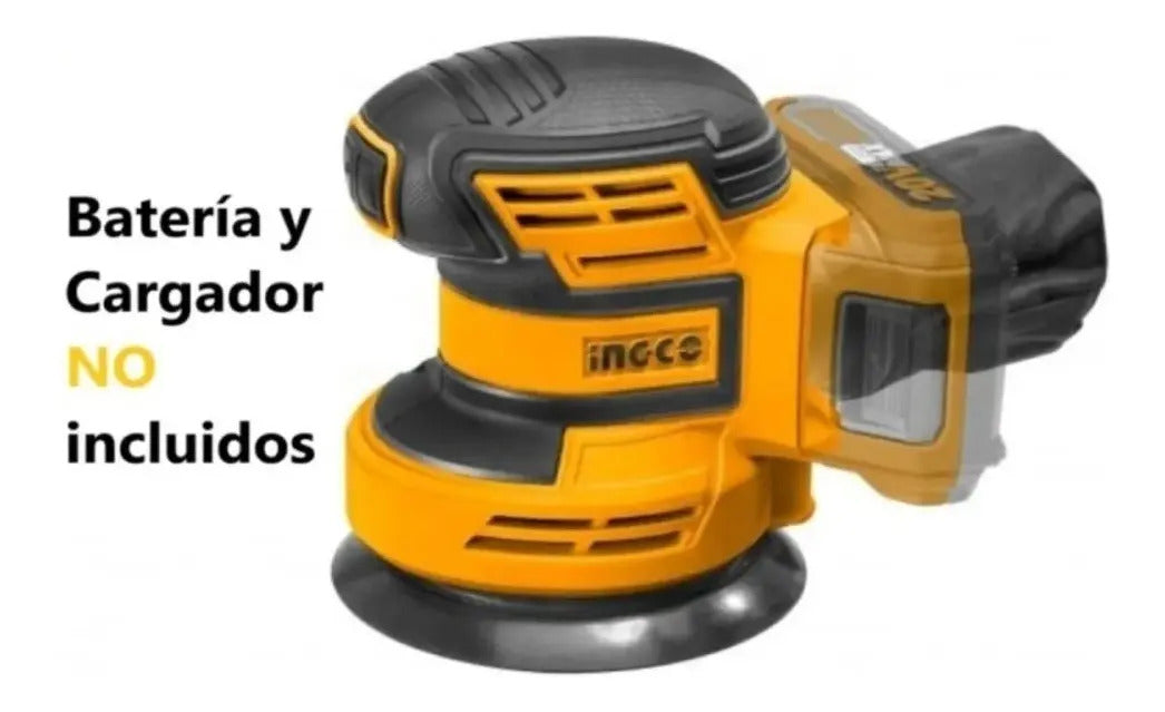 Lijadora Roto Orbital Inalámbrica + 5 Lijas Ingco