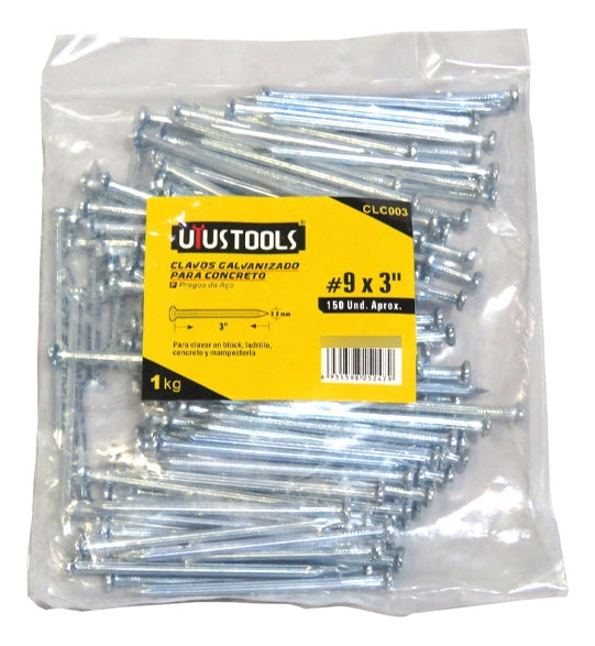 Clavo Concreto Galvanizado 3'' (bolsa 150un 1kg)