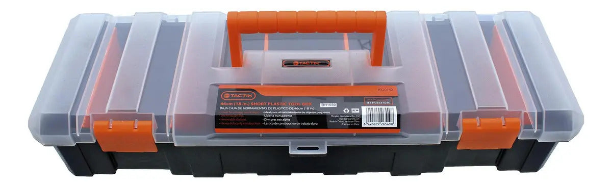 Caja Organizadora De Herramientas Tactix 46x16x9cm 7 Compartimentos Negro/anaranjado