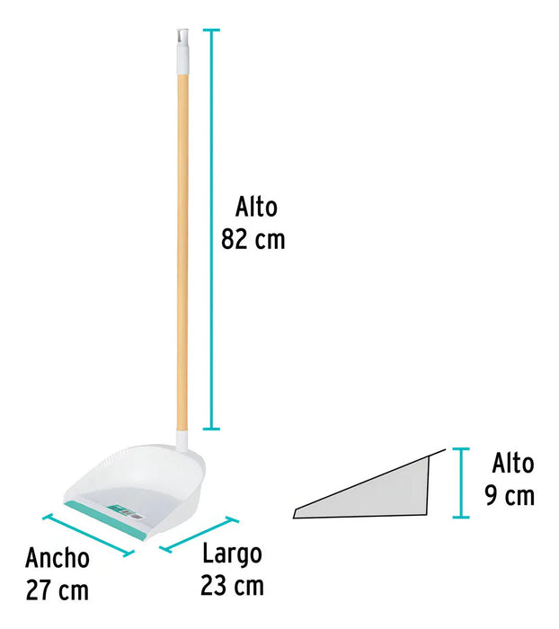 Recogedor Cabo Largo Klintek Plástico Palo Madera
