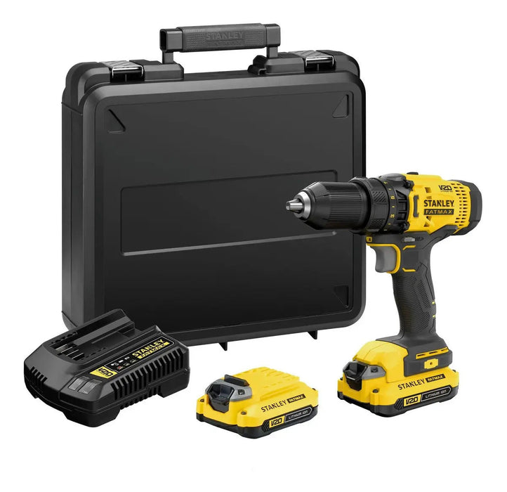 Kit Taladro Atornillador Con 2 Baterías, Cargador y Maleta Stanley