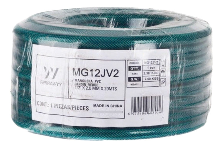 Manguera Jardín Verde Malla Reforzada 1/2" X 2.0mm X 100mts