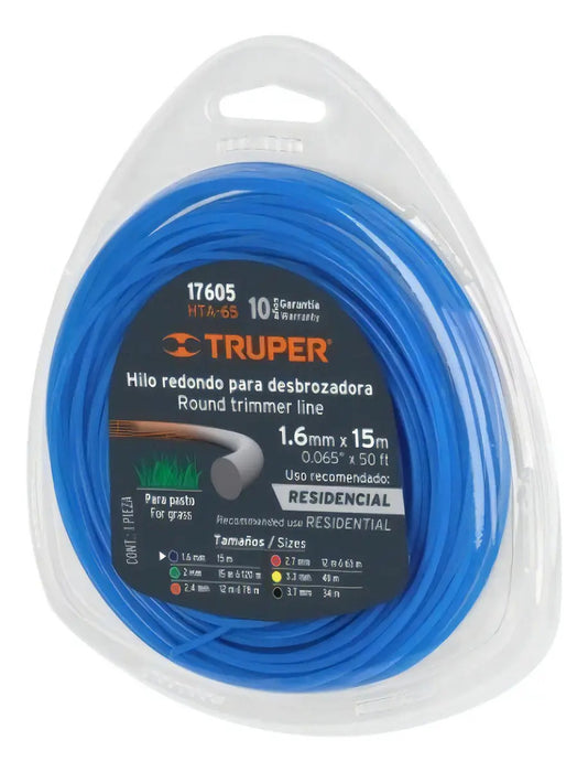 Hilo Nylon Truper HTA-65 1.6mmx15m Rollo Azul