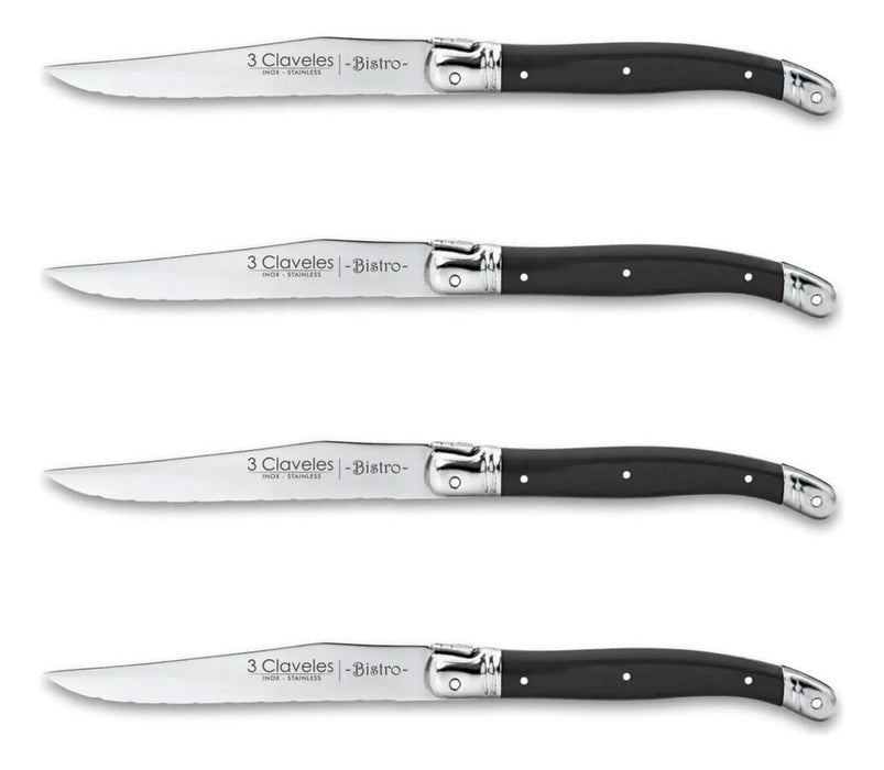 Cuchillo Chuletero Juego 4 Piezas 11.5 Cm Bistro 3 Claveles