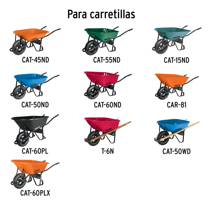 Llanta Reforzada 16" con Rin, Eje y Baleros para Carretilla