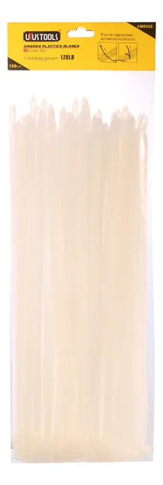 Amarra Plástica 7.5x400mm Blanca 100un/set