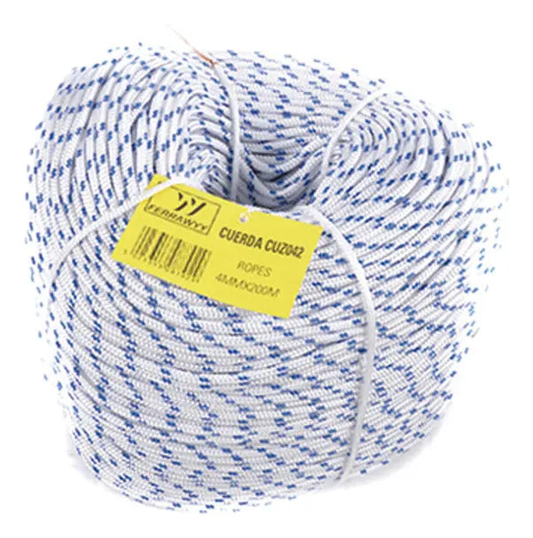 Cuerda Trenzada 16 Hilos Blanco/Azul 4mm X 200m
