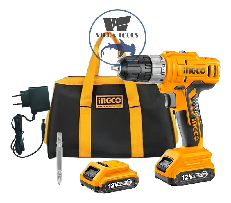 Taladro Ingco Cdli1222 12v 2 Baterías Amarillo