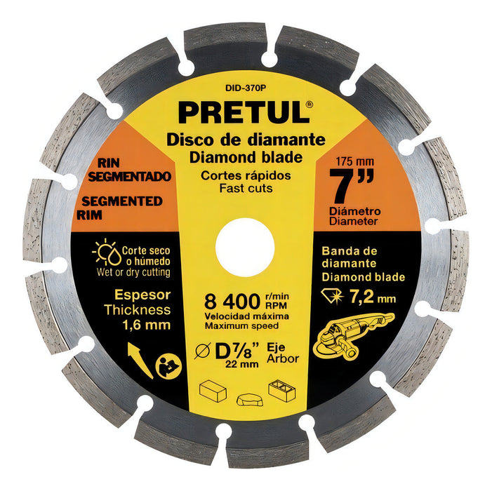 Disco Para Esmeriladora De Diamante Rin Segmentado 7''