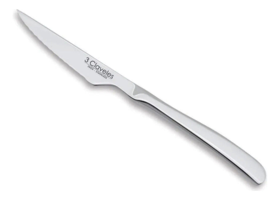 Cuchillo Tres Claveles Inox Dentado Chuletero 11 Cm