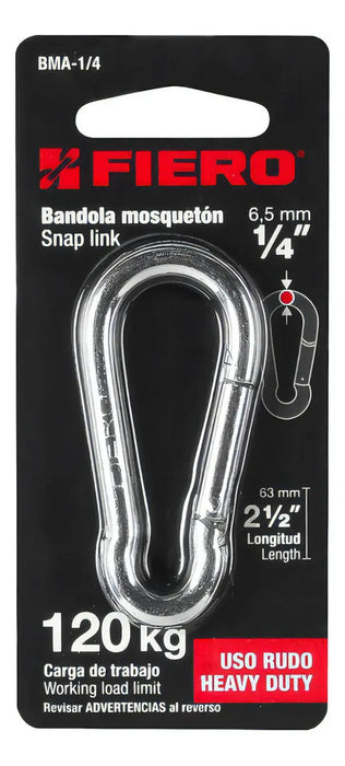 Bandola Mosquetón De Acero 1/4 Heavy Duty