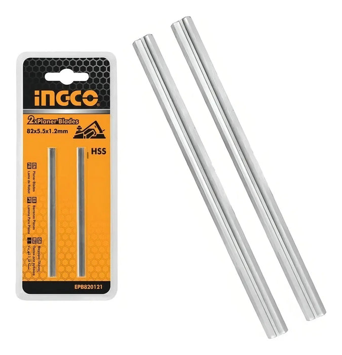 Set 2 Cuchillas Hss Para Cepillo Carpintero 82x5.5x1.2mm Ingco