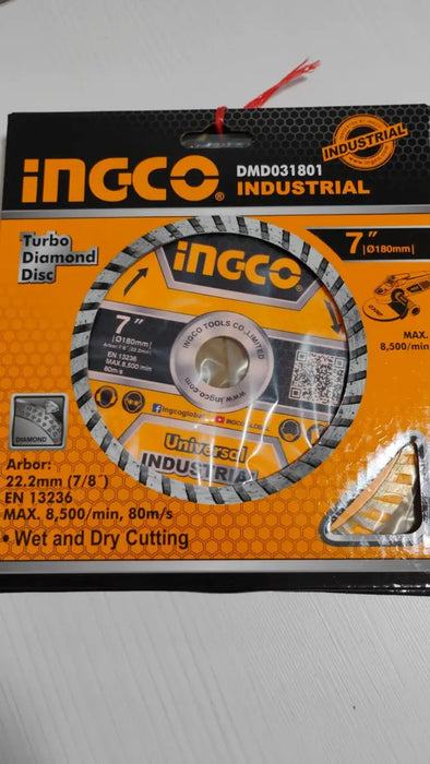 Disco Corte Diamante Turbo Ingco 180 Mm
