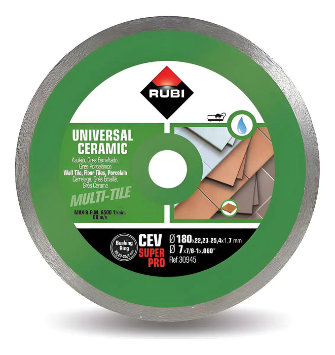 Disco Rubi Cev 200 Verde 18cm Corte Azulejo