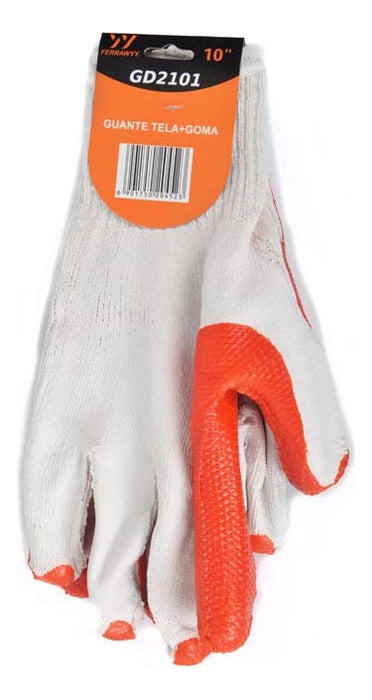 Guante Tela/Goma 10'' Blanco