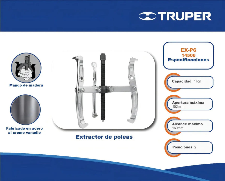 Extractor Poleas Y Volante 6'' Truper