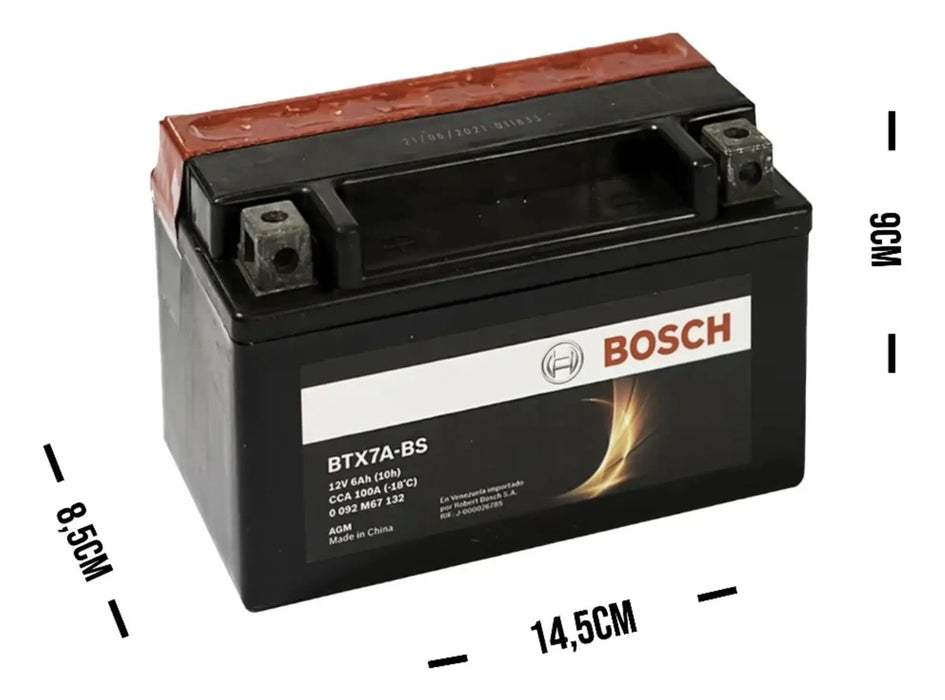 Batería Moto Bosch BTX7A-BS YTX7A-BS 12V 6Ah Scooter